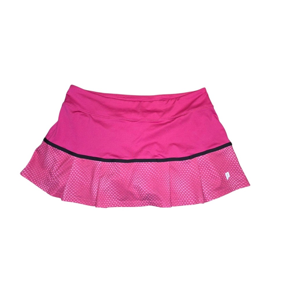 PRINCE Women's Pink Athletic Skirt Size Lg Tennis Gold Skort Pleated Stretch